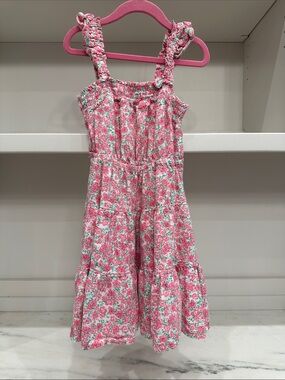 Copper Key girls size 6 Pink Floral Ruffled Strap Sundress. Like new
